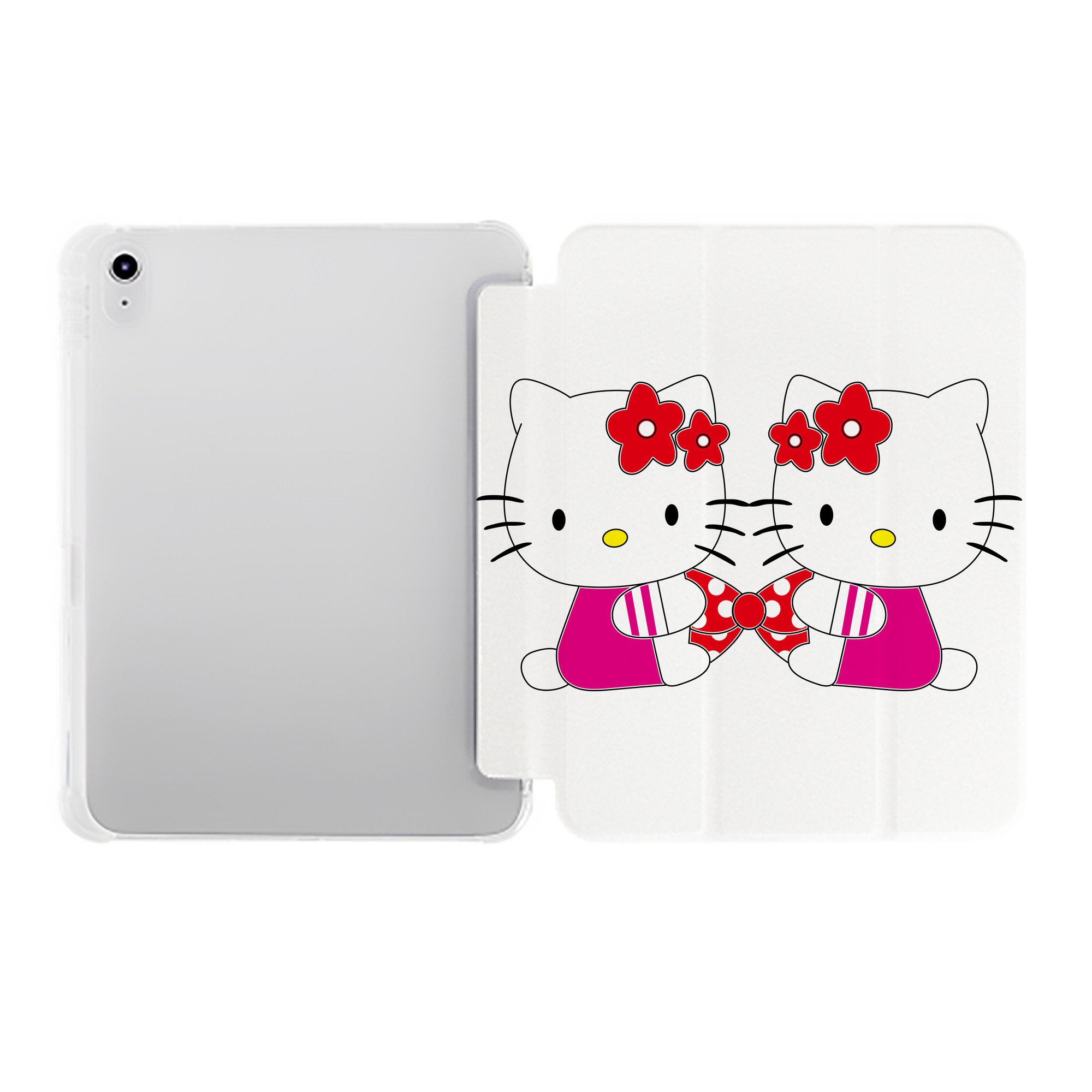（画像用） Hello Kitty ハローキティ IPad ケース ペン収納付き 三つ折りスタンド PUレザー×シリコン 対応機種9.5/10.5/10.9インチ